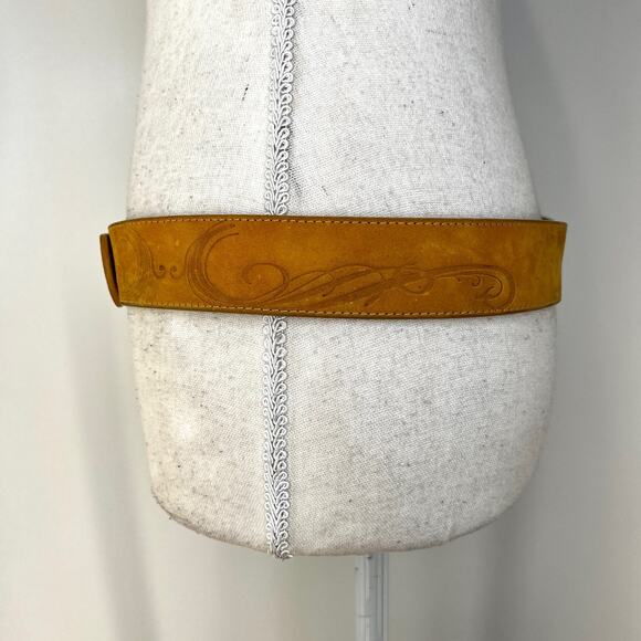 Timberland Embossed Nubuck Leather Belt Tan 32 Waist Cowboy - Picture 4 of 8